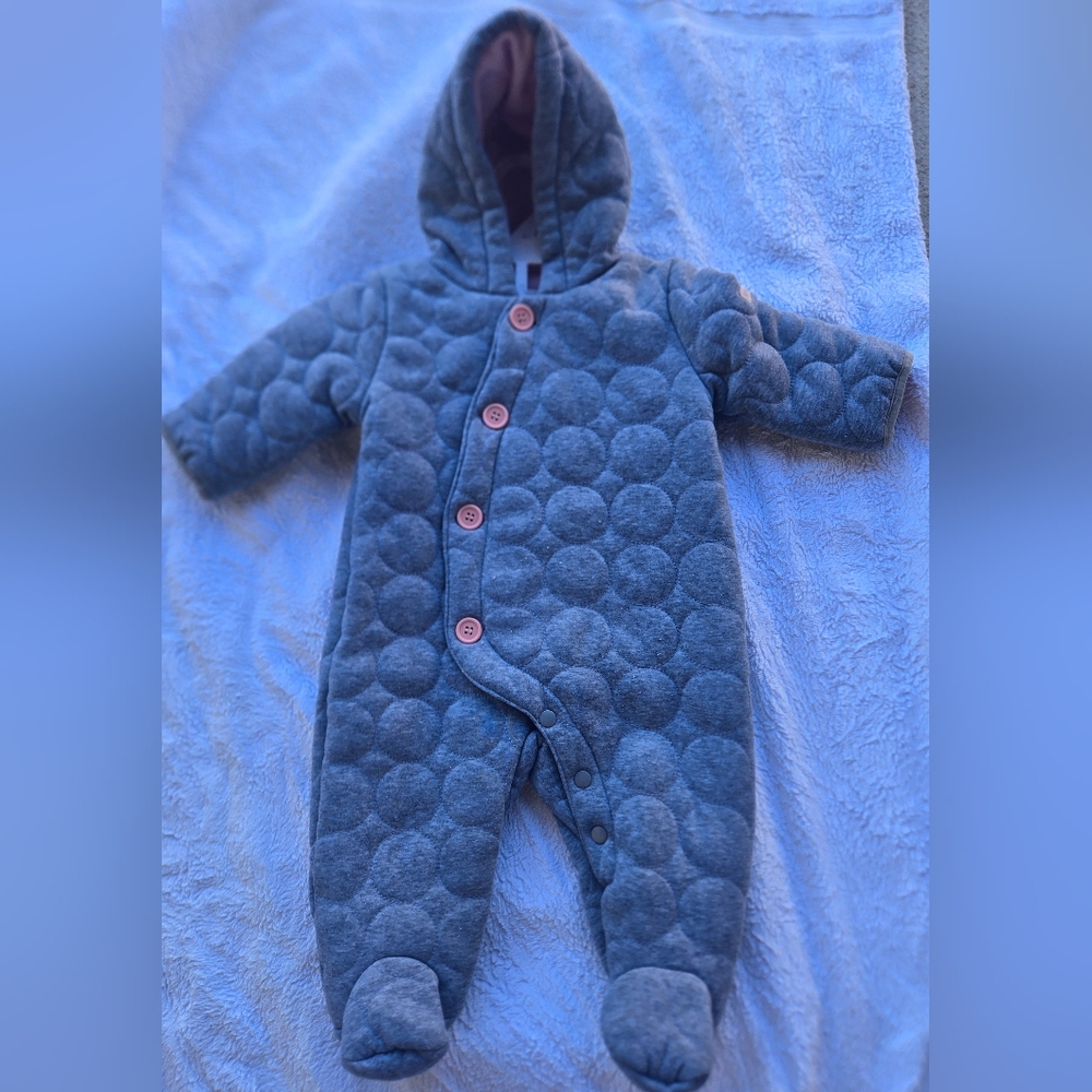 Weatherproof Gray and Pink Kids‎ Hooded Footie Snowsuit Excellente Conditions
